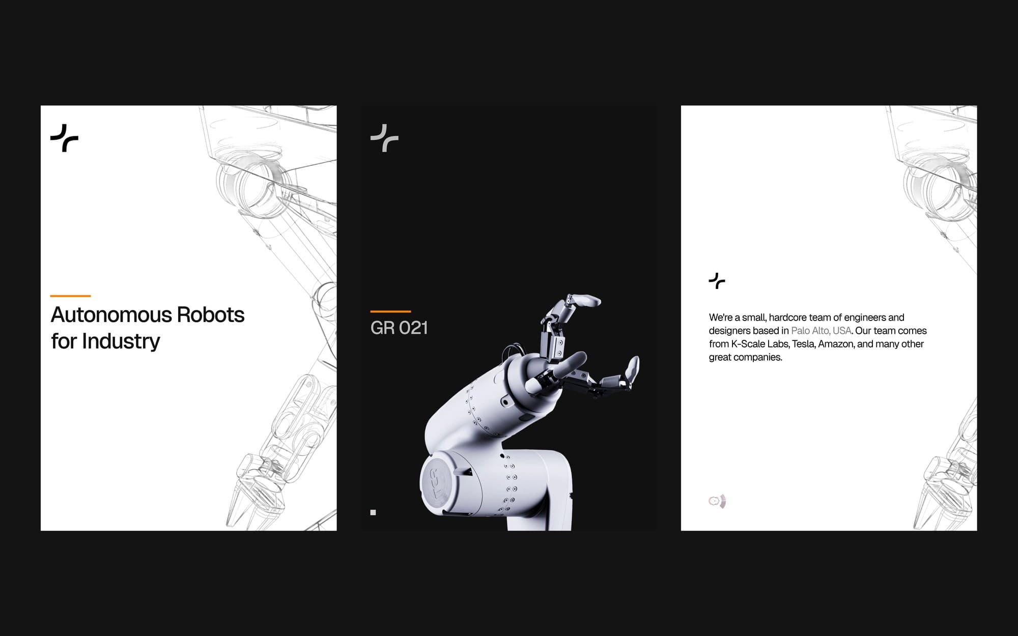 Trikr editorial spread — Autonomous Robots for Industry — with robot arm renders